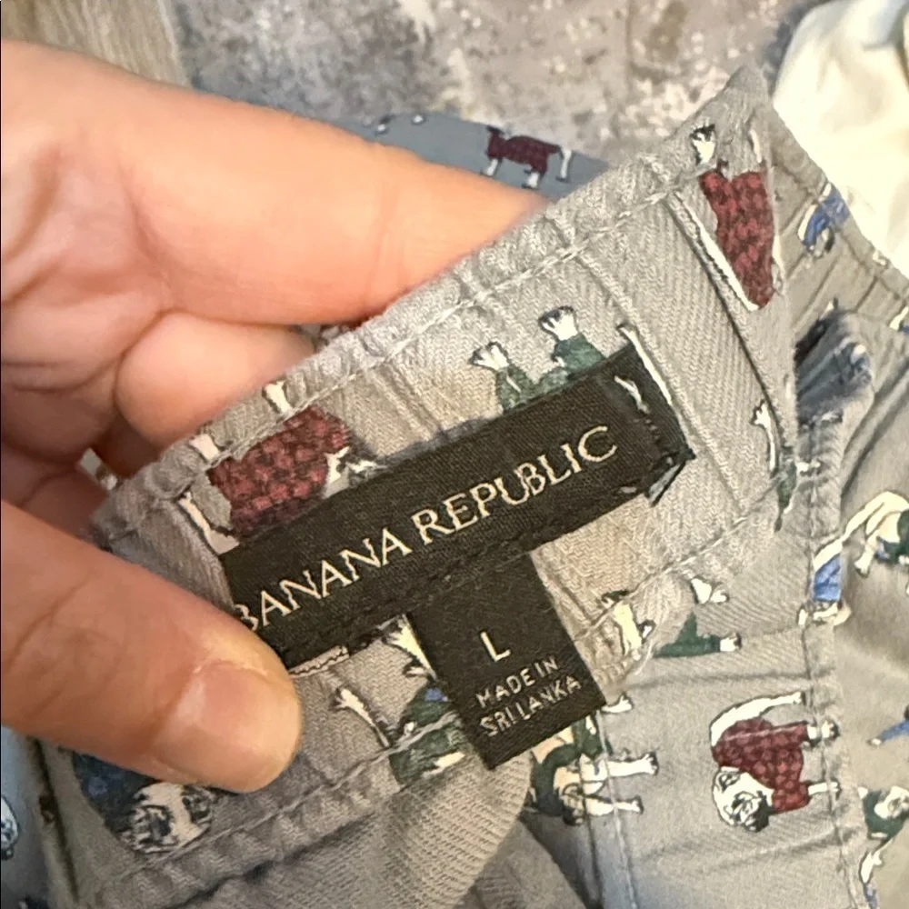 Classic Banana Republic 100% cotton Pug Dog Print High Waisted PJ Pants. L